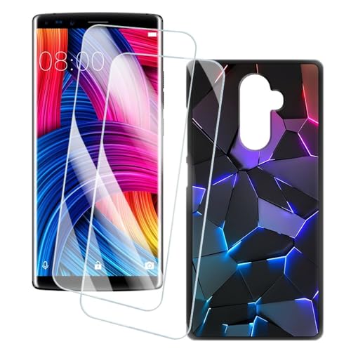OAGELIM 2er Pack Bildschirm Schutzfolie + Hülle Kompatibel mit Doogee Mix 2 (5.99 Zoll) Künstlerisch Bedruckte Hülle & Gehärtetes Glas Kratzfest (Spalte)