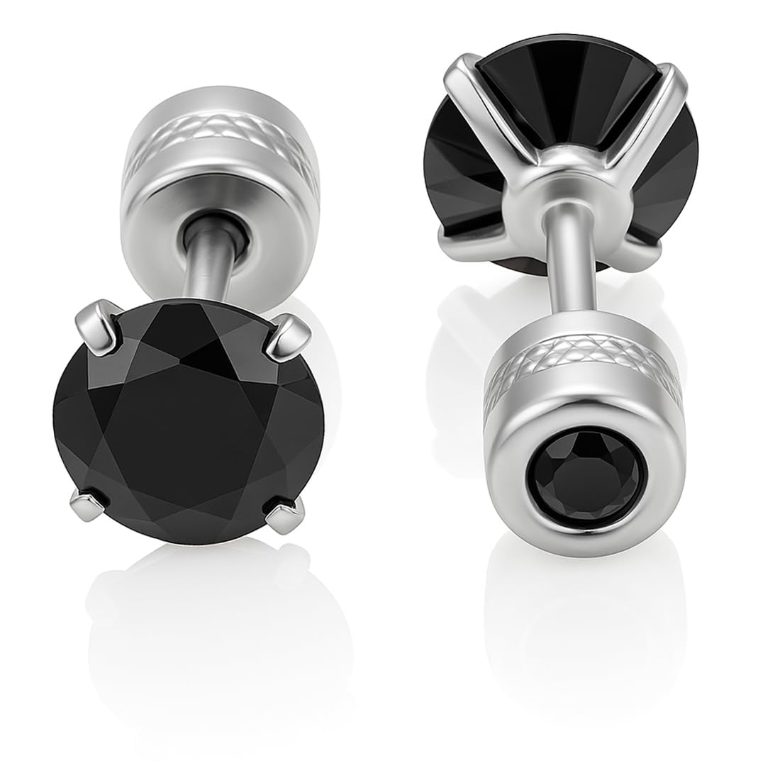 HSP ピアス レディース サージカルステンレス ねじ式 立爪ジュエル キュービックジルコニア ネジ式ピアス つけっぱなし リバーシブル メンズ レディース ファーストピアス セカンドピアス 2個セット 1ペア 両耳用 男女兼用