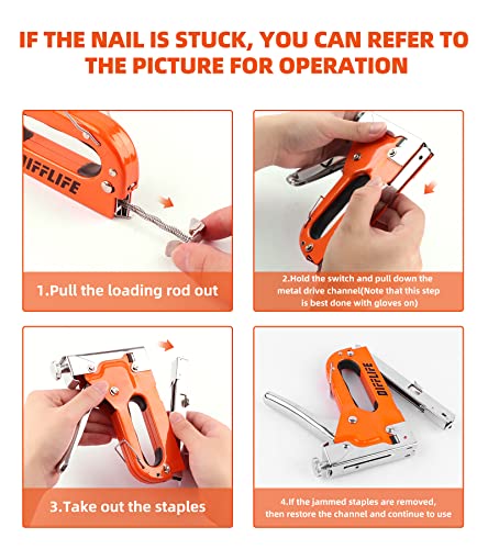 Difflife Staple Gun Heavy Duty, 4-In-1 Stapler Gun With 2400 Staples, Manual Brad Nailer Power Adjustment Stapler Gun For Wood, Crafts, Carpentry, Decoration Diy #TOP3
