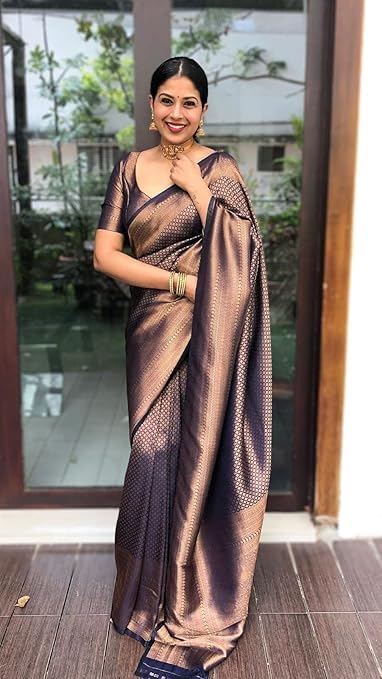Women's Kanjivaram Soft Silk Saree With Blouse Piece