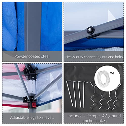Outsunny 10' X 10' Pop Up Canopy Tent With Removable Mesh Netting, Easy Setup Design, Height Adjustable Party Event Shelter With Storage Bag, American Flag #TOP6