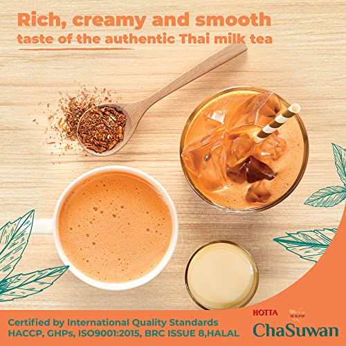 Hotta Chasuwan Thai Milk Tea Mix Authentic Black Tea Leaves From Thailand Instant On The Go For Delicious Iced Tea Hot Tea Boba Tea Low Calories, 10 Sachets #TOP6