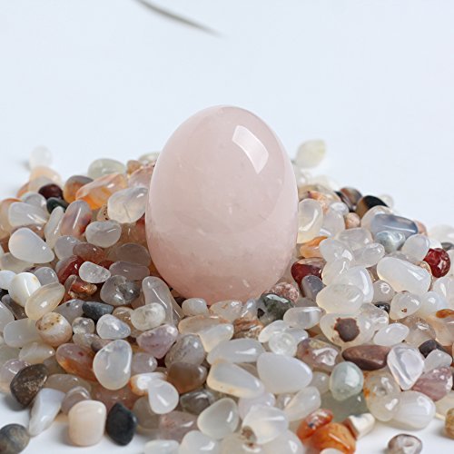 Hongjintian Natural Carved Rose Crystal Egg Healing Crystal Eggs Decorative With Wood Stand #TOP3