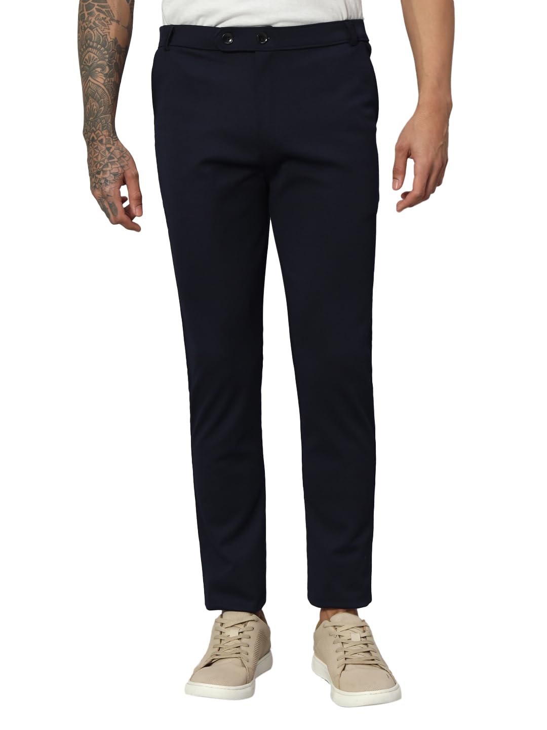 Mens Lycra Blend Stretchable Trouser Pant Regular Fit-image-49