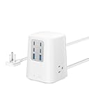 Charging Station (100W), 9-in-1 USB-C Power Strip with 300J Surge Protection, for iPhone 16 and MacBook, 5 ft Flat Cable and Plug, 4 USB-C, 2 USB-A Ports, 3 AC Outlets, for Home, Office