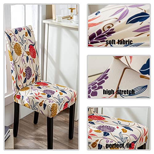 Hzdhclh Floral Chair Covers For Dining Room 6 Pack,Stretch Spandex Dining Chair Slipcovers Set Of 6,Washable Removalble Kitchen Chair Covers,Protector For Parson Chair #TOP3