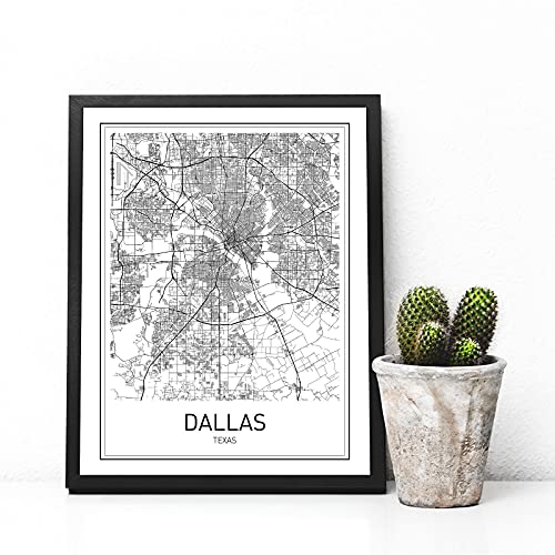 Dallas Map City Maps Dallas Map Print Map Art Print Texas Print Texas Map Texas State Modern Map Print Black White Map Wall Art Modern City Print 8X10 Unframed #TOP4