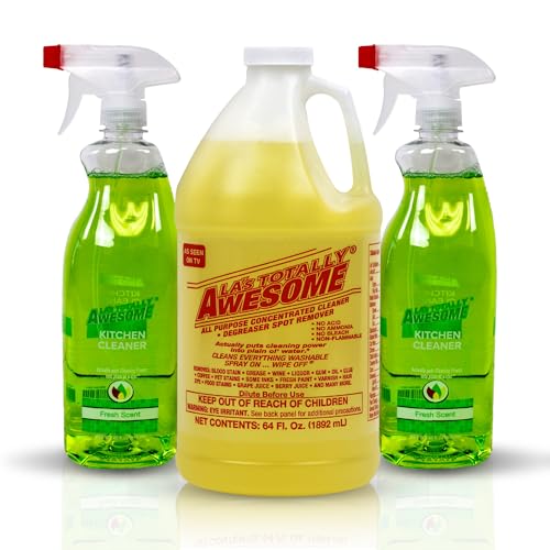 La's Totally Awesome All Purpose Cleaner 64 oz + Kitchen Cleaner Plant-Derived Spray 32oz (Pack of 2)