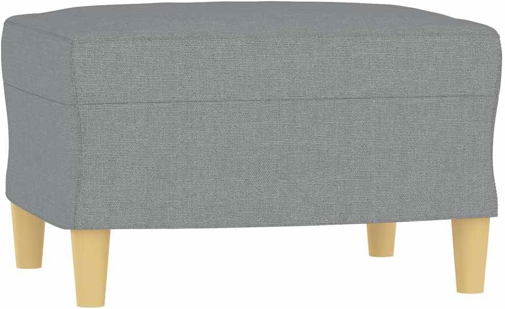 vidaXL Footstool, Fabric Footstool Ottoman with 4 Stable Wooden Legs, Footrest for Living Room Bedroom, Modern Style, Light Gray Fabric