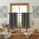 RYB HOME Short Blackout Curtains for Bedroom 36 Inch Length - Short Curtains for Small Window Kitchen/Basement/Cafe, Thermal Insulated Room Darkening RV Drapes, W42xL36, 2 Panels, Grey