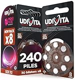 240 Piles Auditives Taille 312 Udivita PR41 (Marron) Zinc Air Hearing Evolution Technologie Phono Pulse   30 Blisters de 8 Piles