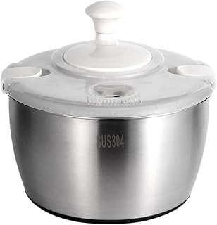 Lettuce Salad Spinner - Vegetable Washer, Stainless Steel Washer, Rotating | handle tool | Effective salad mixer, fresh leaf green fruit preparation unit production