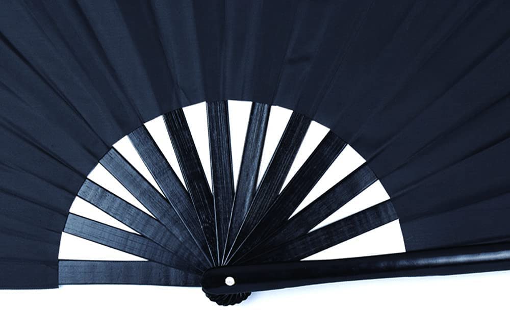 HONSHEN Bamboo Folding Fan, Black, 13 x 25 Inches (Open), 13 x 1 x 0.5 Inches (Folded), Japanese Style, Outdoor Use