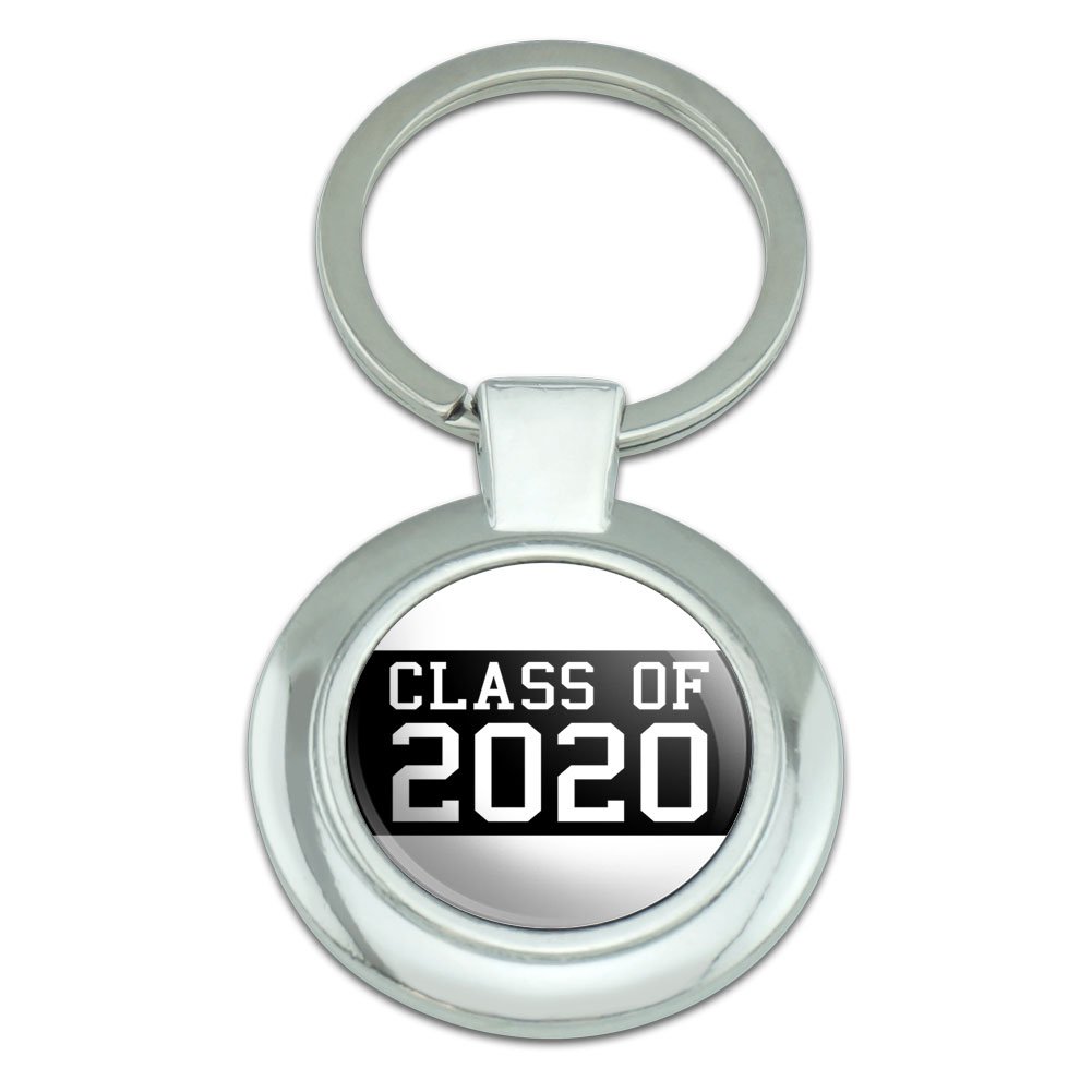 Graphics and More Class of 2020 Graduation Classy Round Chrome Plated Metal Keychain