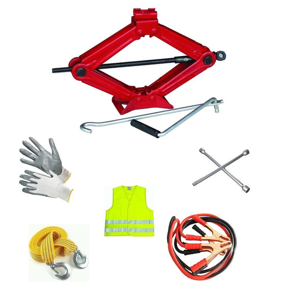 Compatible con Hyundai Kona Kit DE Carretera para Coches Y Otros VEHÍCULOS SOS Kit DE CONDUCCIÓN DE Seguridad DE Emergencia para Coches Gato PANTÓGRAFO+5 ARTÍCULOS