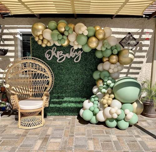 Sage Green Balloon Garland Arch Kit - 154Pcs Avocado Green Balloon With Blush Balloons Gold Balloons And Macaron Gray Balloons For St Patricks Day Decorations Birthday Party Baby Shower #TOP4