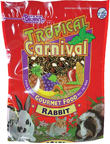 F.M. Brown's Tropical Carnival Gourmet Pet Rabbit Food with High-Fiber Timothy and Alfalfa Hay Pellets, Probiotics for Digestive Health, Vitamin-Nutrient Fortified Daily Diet - 20 lb