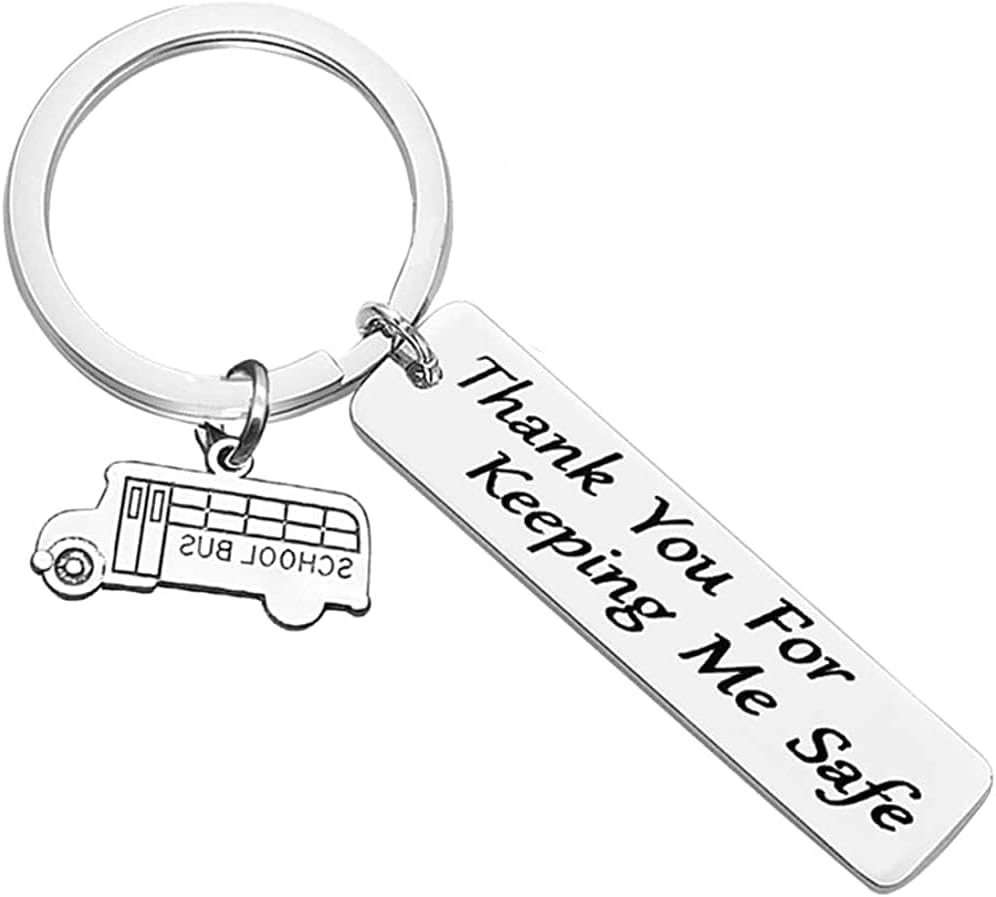 Bus Driver Appreciation Gifts Keychain-Thank You for Keeping Me Safe,Bus Driver Gifts for Retirement for Men Women Women's Novelty Keychains Accessories