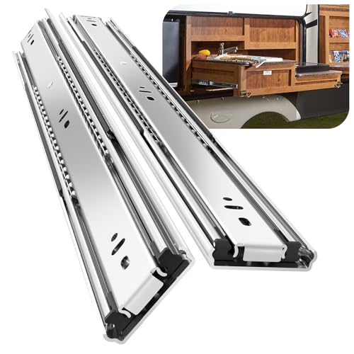 Image of BAIDICE 1 Pair Heavy Duty Drawer Slides 12 14 16 18 20 22 24 26 28 30 32 34 36 38 40 Inch 150 lb Load Capacity Side Mount Full Extension Ball Bearing Rail Runner(Without Lock,12 inch)