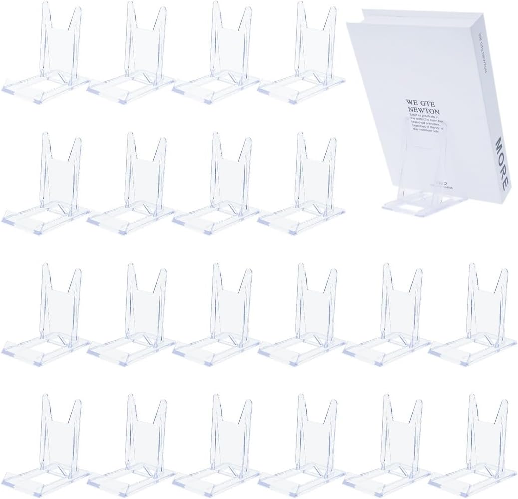 Generic Set of 20 Acrylic Plate Stands, Adjustable Display Holders for Plates, Photos, Picture Books, and Cards