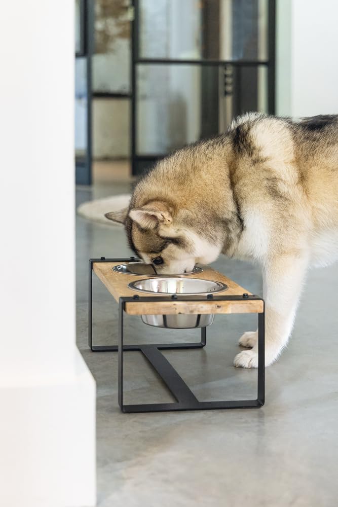Designed by Lotte Karinto, Dinerset Hund, Holz/Metall, Inkl. 2 Napfen