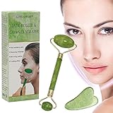 Rodillo De Jade,Rodillo de masaje de jade,Facial Masaje, Masajeador Roller Tools Anti Aging Belleza Natural Dispositivo Herramienta, Para Cuello Cara Ojos Cabeza Cuerpo 2pcs