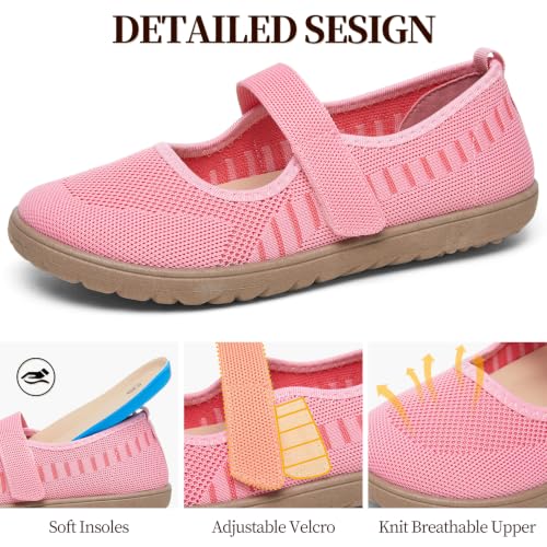 Image of Waluzs Wide Toe Box Flats Shoes Women Knit Ballet Flats Mary Jane Dress Flat Wide Width Walking Shoes Slip-on with Strap