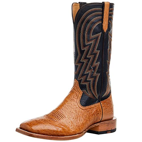 ARIAT Men's Antique Tan Smooth Quill Ostrich 13in Midnight Black Top Cowboy Boot Tan 9.5 EE
