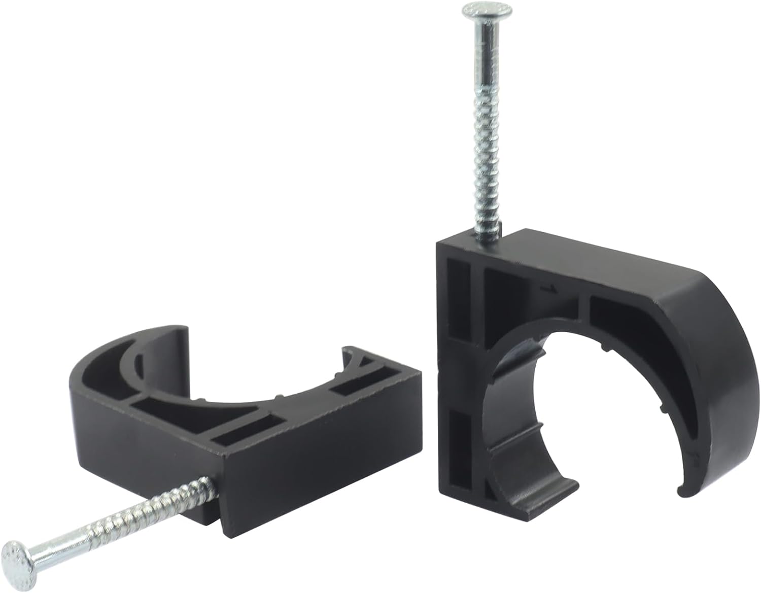 50 Pack 1/2 Inch Half Clamps J-Hook with Steel Nails – Black PE Pipe Clamps for Secure PEX, Copper, CPVC Tubing Support