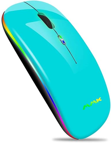 Miniatura 1 de Mouse con Bluetooth delgado de doble modo, inalámbrico y recargable (receptor Bluetooth 5.0 + 2.4 G), mouse portátil de 1600 DPI para MacBook,