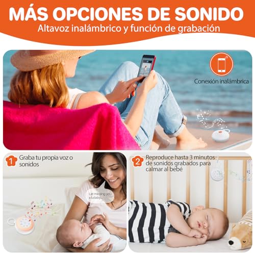 Miniatura 3 de Funykich Máquina De Ruido Blanco Portátil Con 24 Sonidos Máquina De Domir Para Bebé Con Función De Memoria Y Grabación Luz Nocturna Y Luz Coloridos Ajustable Batería Recargable Para Bebé Niño O Adulto