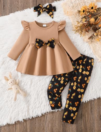 Image of Doresbebe Baby Girl Clothes Toddler Girl Outfits Infant Girl Summer Clothes for Girl Ruffle Shirt Pants+Cute Headband 3PCS