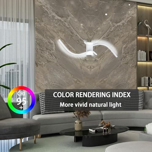 Image of Modern LED Wall Sconce 31.5 Inch Bathroom Vanity Lighting Fixtures Wall Lamp with 3 Light Modes for Bedroom Bedside Living Room Hallway,White
