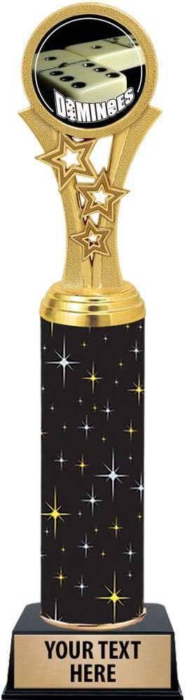Crown Awards Dominoes Trophies, 11" Black Midnight Dominoes Trophy, Customize Now Prime