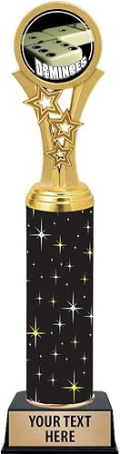 Crown Awards Trofeos de dominó, trofeo de dominó negro medianoche de 11 pulgadas, personaliza ahora