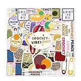 108 PCS Crochet Stickers Pack, Waterproof Vinyl Yarn Theme Stickers for Scrapbooking Laptop Water Bottle Journaling, Cute Crochet Lover Gifts for Crafters DIY Decor