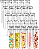 60 Pcs Plastic Test Tubes with Caps, HommyPrefer 25x140MM (45ML) Clear Test Tubes, Tube Container Vi