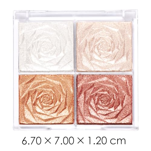 Highlighter Blusher Bronzer Contour 3-In-1 Makeup Palette, 4 Shades Shimmer Silver Gold Pink Face Highlighter Highly Pigmented Blendable Eyeshadow Eye Glitter Face Make-Up Palette for All Skin Tones - Image 7