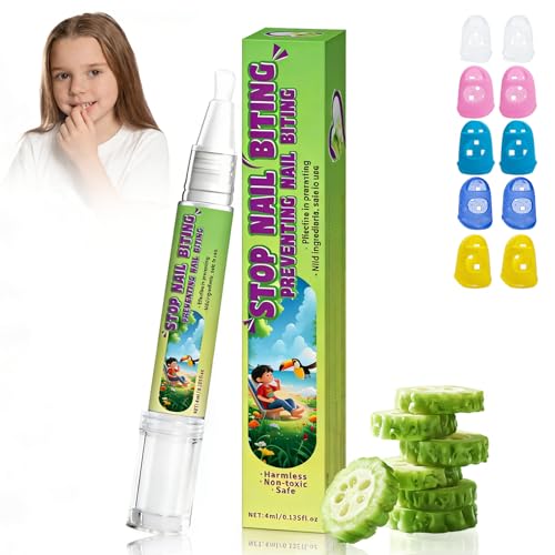 Esmalte de uñas Anti Morderse, Esmalte de Uñass Amargo, Parada para Masticar uñas para Nails y Adultos, 10 Protectores de Dedos Mano de Silicona, Ayuda a Controlar el Hábito de Morderse las Uñass