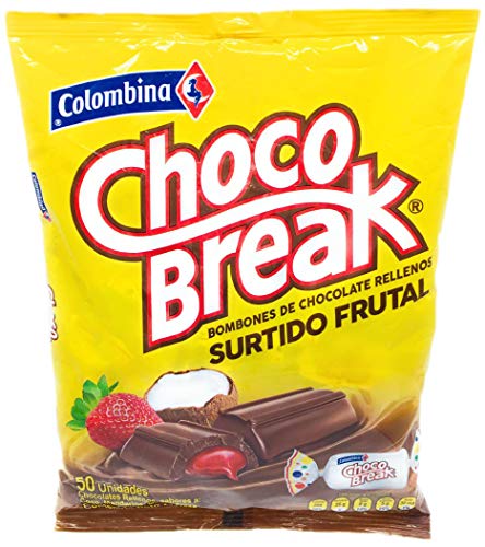 Eight-14 Chocobreak Fruity Filled Chocolate – Delicious Colombian Milk Chocolate 8.81 Onces Bag (Chocobreak Fruity Assorted, 50 pcs)