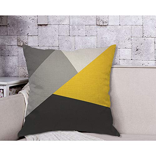 Aoyego Gray Yellow And Black Geometric Throw Pillow Cover Patchwork Contemporary Creative Fashion Collage Simple Modern Collage Pillow Case 18X18 Inch Decorative Men Women Boy Girl Room Cushion Cover #TOP3