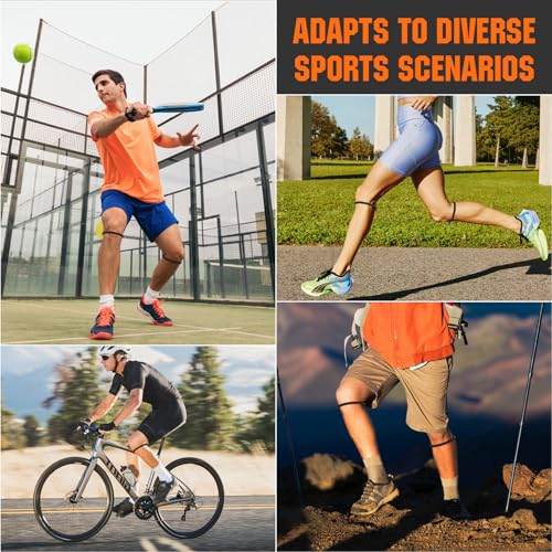 Image of 2PCS Black Patellar Tendon Support Strap, Knee Pain Relief Patella Band | Patella Band for Basketball, Running, Soccer, Hiking, Silicone Knee Brace for Men & Women with Storage Bag