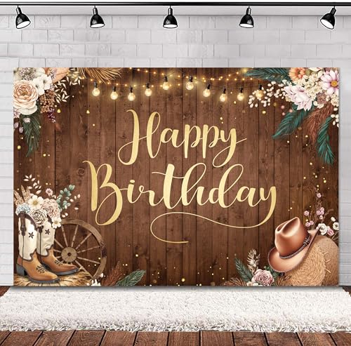 Western Cowgirl Birthday Backdrop Pampas Grass Rustic Party Decorations