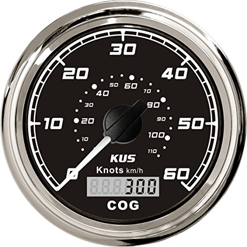 KUS GPS Tacho Kilometerzähler 60Knots Für Boot Yachten 85mm 12V / 24V (Schwarz)