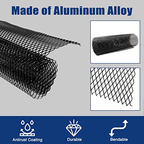 Tongze Universal Black Metal Mesh: Aluminum Alloy Car Grill Mesh For Front Grille Insert Bumper, 10 X 20Mm Rhombic Hole, 40" X 13" #TOP2