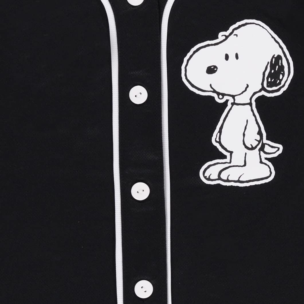 Peanuts Ladies Snoopy Baseball Jersey Snoopy Charlie Brown, Woodstock, Linus Mesh Button Down Baseball Jersey