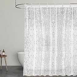 Cortina Plastico Ducha OUYANKA Cortinas de Ducha Transparente Impermeable Cortinas de Baño Antimoho y Lavables Antibacteriano 3D EVA Cortina Baño 120 x 180 cm, con 6 Anillas