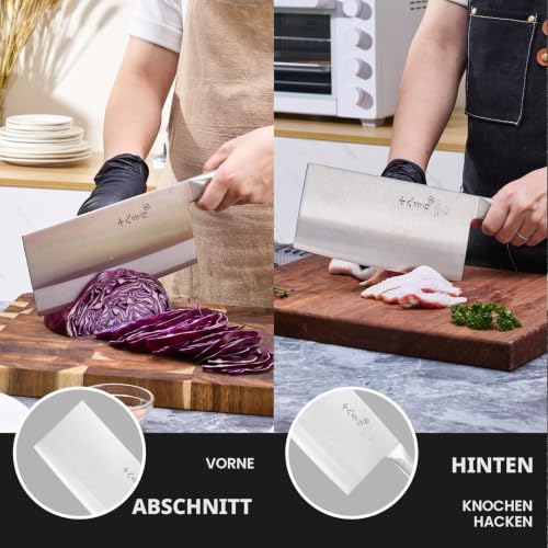 SHI BA ZI ZUO Küchenmesser 8 Zoll Vielseitiges Metzgerbeil Hackmesser zum Schneiden von Fleisch und zum Hacken von Knochen für die Küche zu… – Ansicht 2