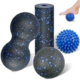 4 Stück Faszienball Set, Blackroll Ball, Faszienrolle Klein,Massagebälle Igelball Fußmassage und Duoball Massageball für Wirbelsäule Rücken Nacken Fuß,Faszientraining DurchfüHren, Schmerzen Lindern