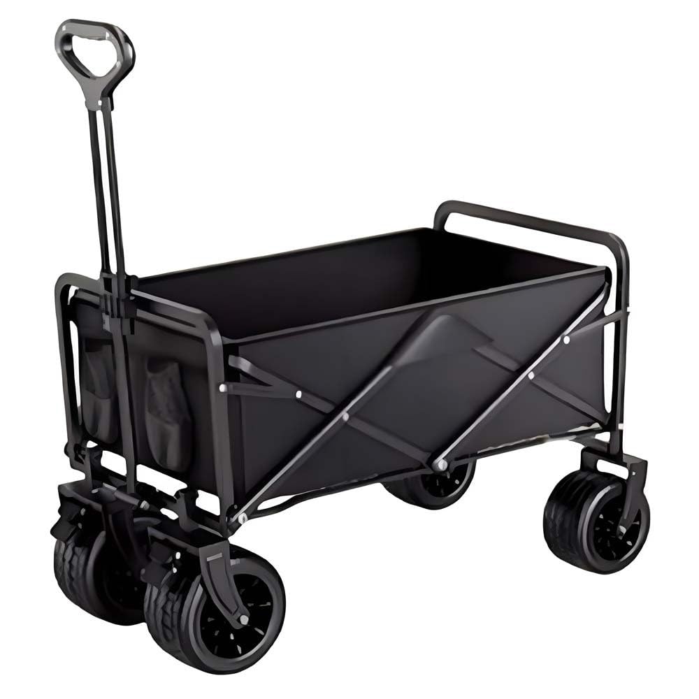 Chariot de camping pliable tout terrain avec grandes roues gonflables de 25,4 cm
